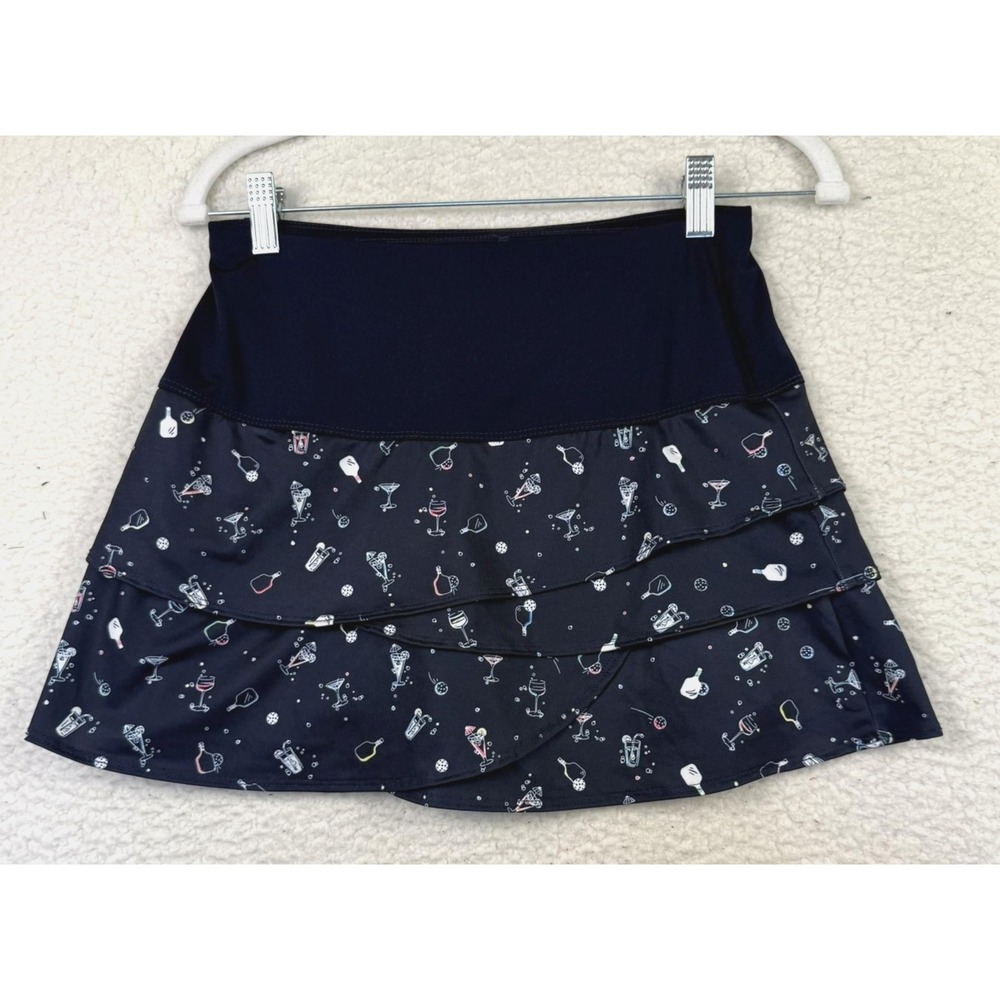 Lucky In Love Skort Womens Small Navy Tiered Ruffle Tennis Pickleball‎ Drinks